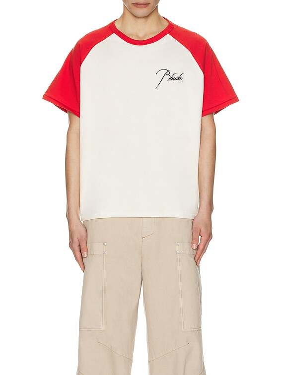 Rhude Raglan Tee in Vintage Red & Vintage White | FWRD