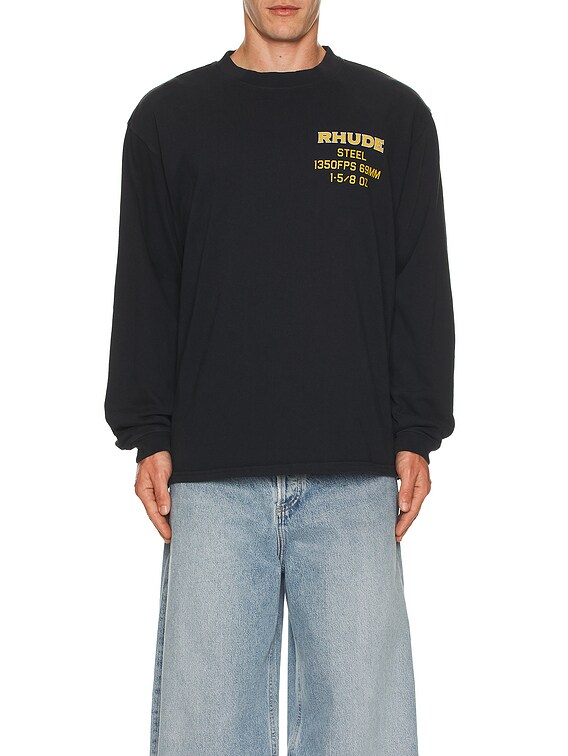 Rhude Steel Long Sleeve Tee in Vintage Black | FWRD