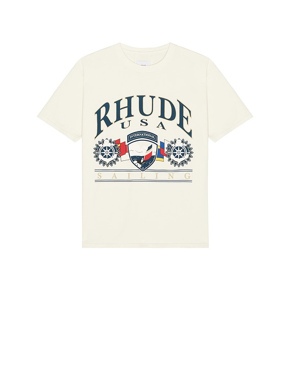 Rhude USA Sailing Icon Tee in Vintage White & Black | FWRD