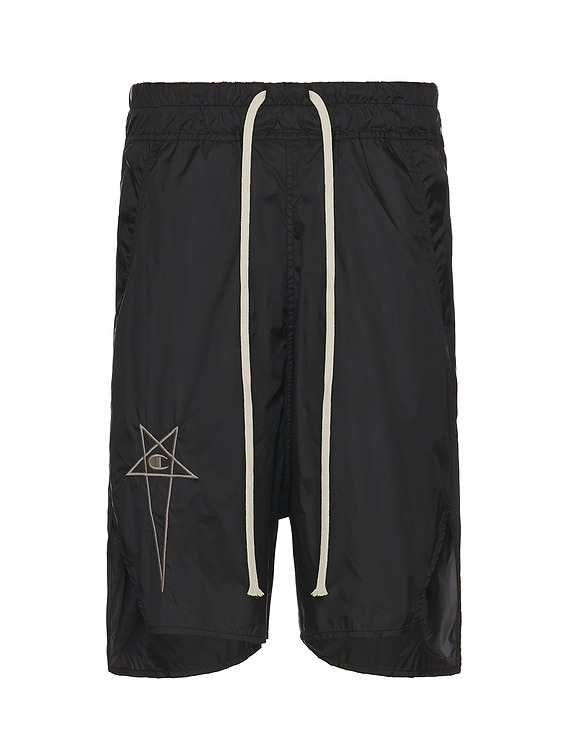 Rick Owens X Champion Beveled Pods Short in Black | FWRD Rick Owens X Champion Beveled Pods Short in Black | FWRD