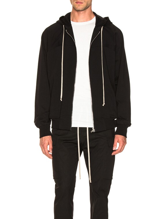 Rick Owens Heavy Jersey Zip Hoodie in Black | FWRD