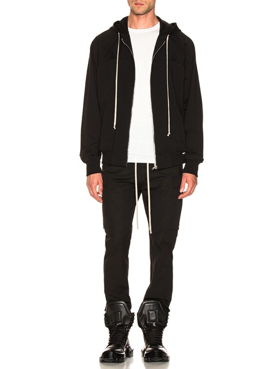 【Rick Owens】HOODIE IN HEAVY JERSEYパーカー ジャージー Rick Owens Heavy Jersey Zip Hoodie in Black | FWRD