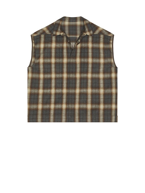 Rick Owens Sleeveless Jumbo Outershirt in Grey Plaid | FWRD