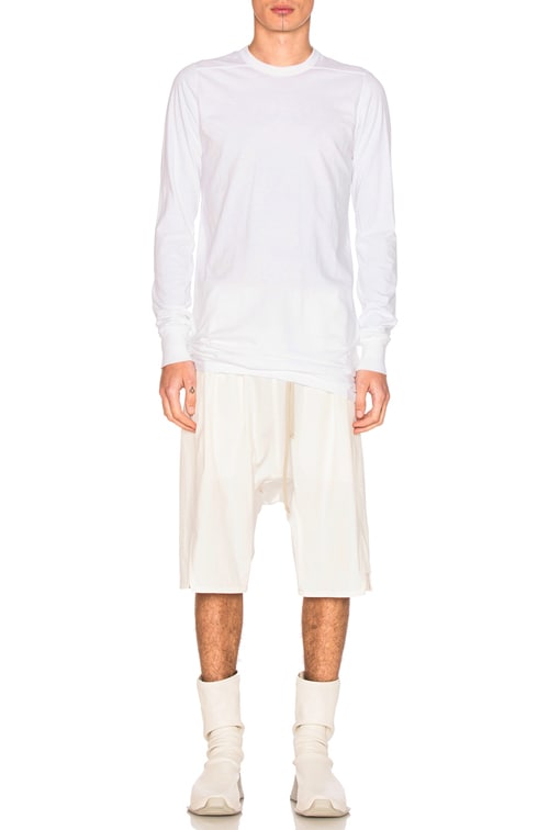 Rick Owens Long Sleeve Level Tee in Milk | FWRD