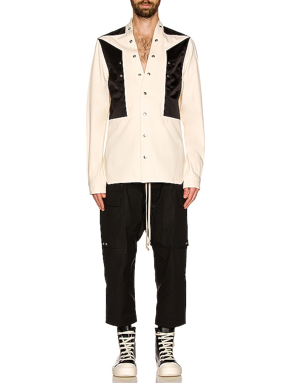 Rick Owens Larry Shirt in Natural & Black | FWRD