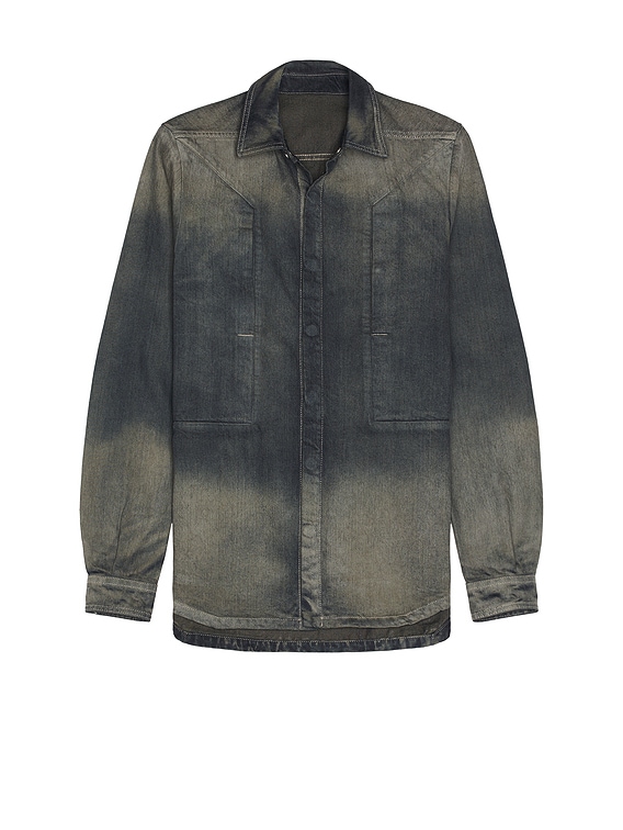 Rick Owens Fogpocket Denim Outershirt in Darkdust Degrade | FWRD