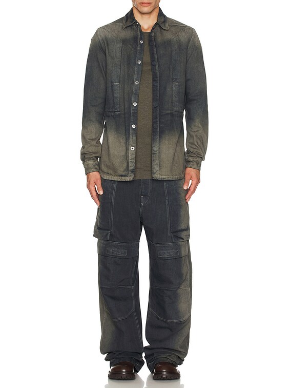 Rick Owens Fogpocket Denim Outershirt in Darkdust Degrade | FWRD