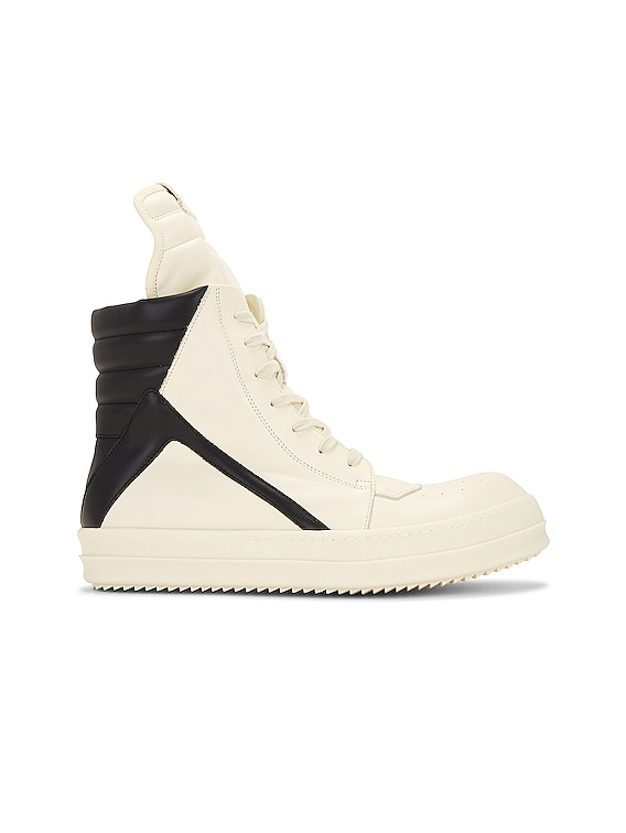 Rick Owens Geobasket Sneaker in Milk & Black | FWRD