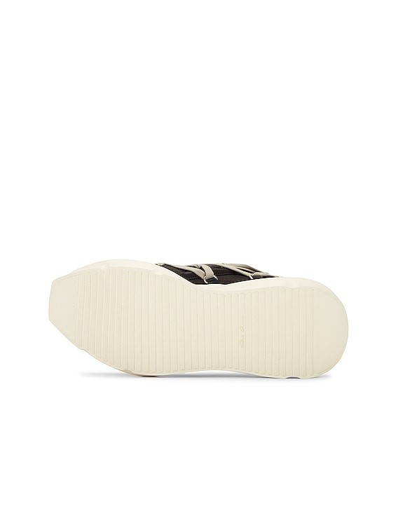 Rick Owens Megalaced Runner Sneaker in Black, Pearl, & Milk Rick Owens Megalaced Runner Sneaker in Black, Pearl, & Milk