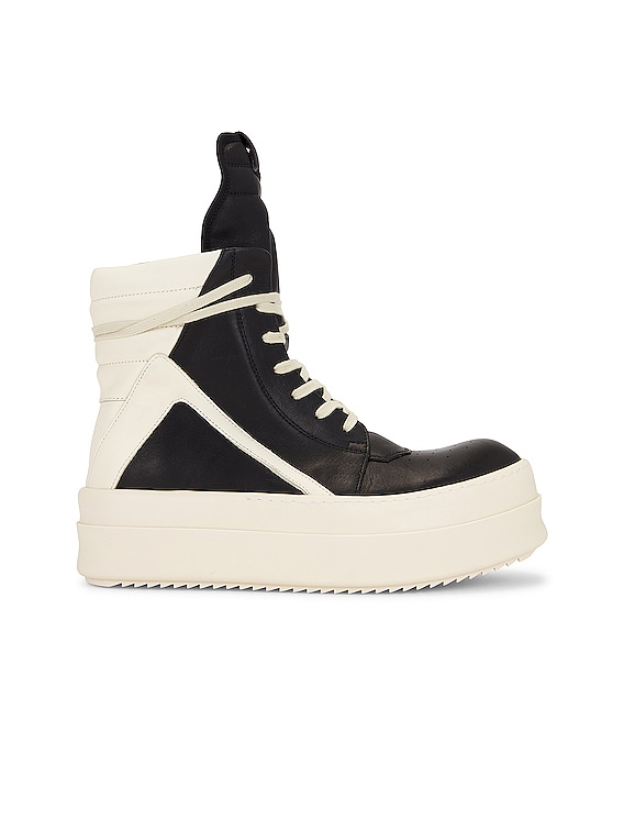 Rick Owens Mega Bumper Geobasket Sneaker in Black, Milk, & Milk | FWRD