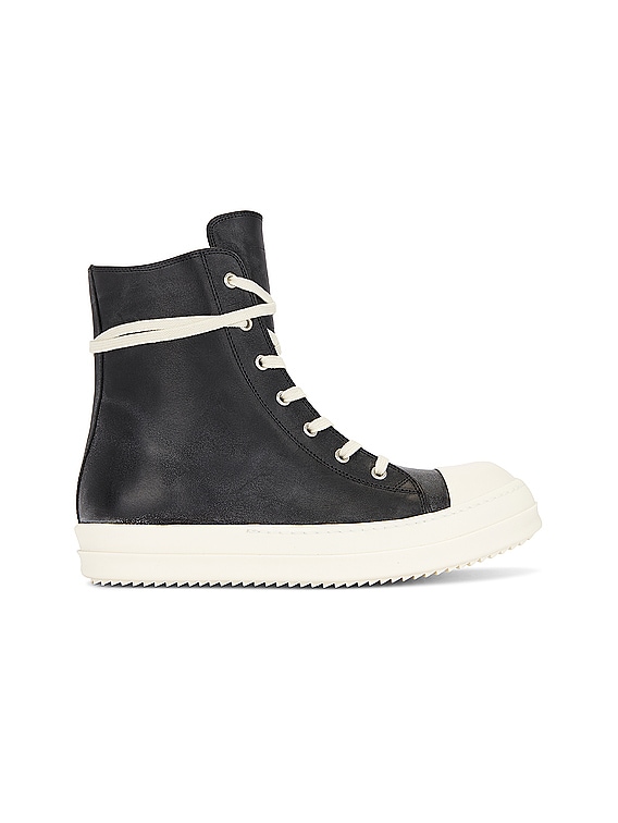 【K.RAMONE】 Rick Owens Ramone Sneaker in Black & Milk | FWRD