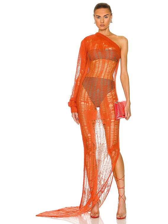 Rick Owens Spider Ziggy Dress in Orange | FWRD