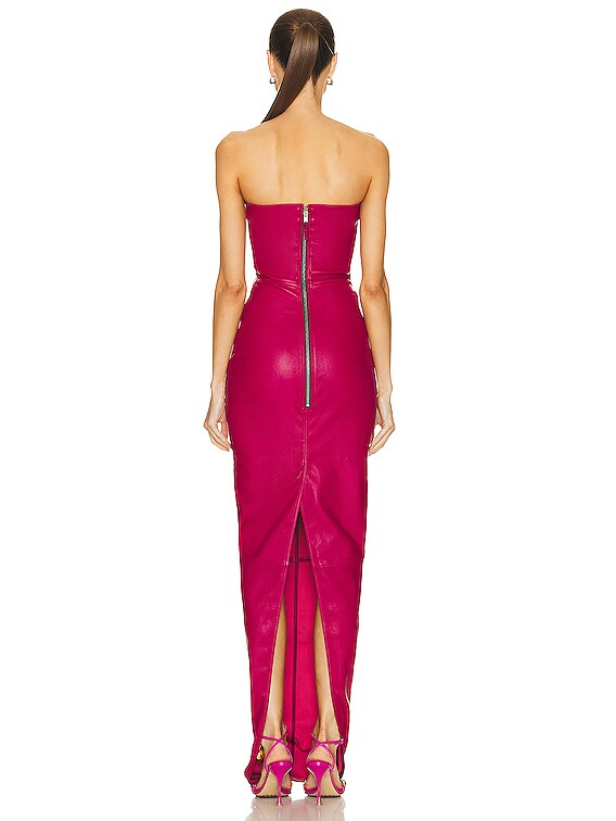 Rick Owens Bustier Leather Gown in Fuchsia | FWRD