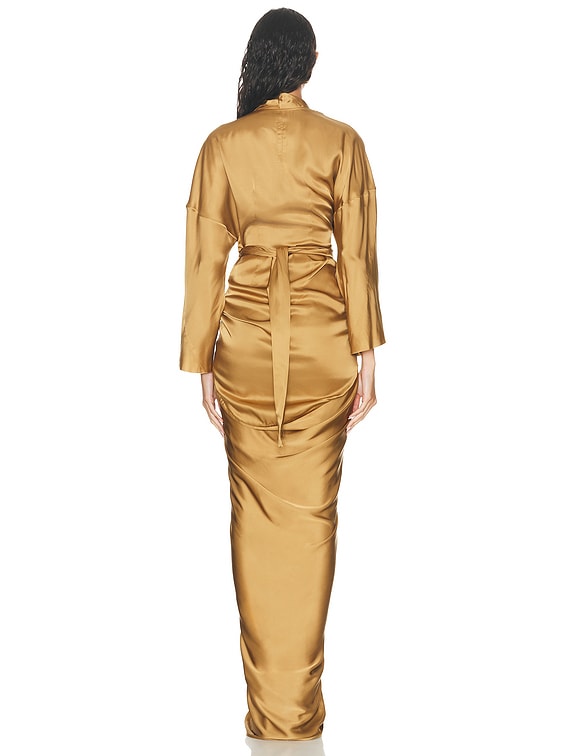 Rick Owens Wrap Gown in Honey | FWRD