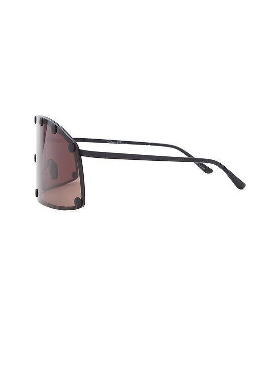 Rick Owens Shielding Sunglasses in Blk Temple & Brown | FWRD