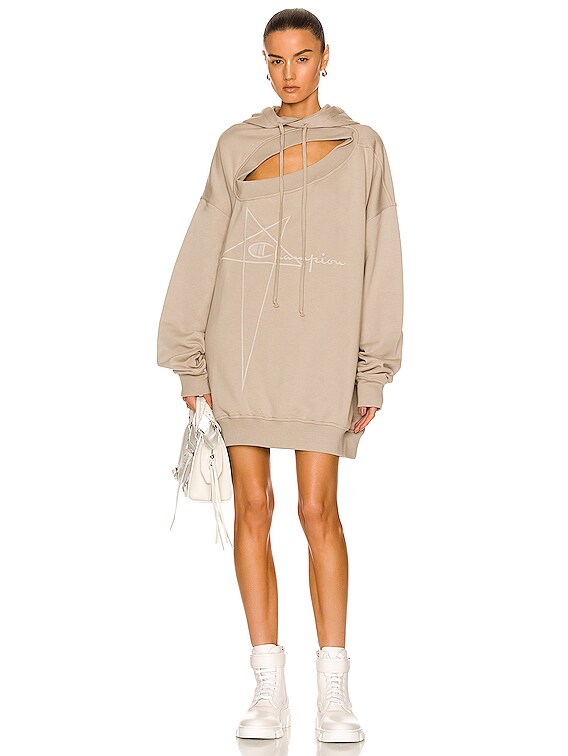 CHAMPION × RICK OWENS SS25 MOUNTAIN HOODIE パーカー PEARL CHAMPION X RICK OWENS Mountain Hoodie Compact Felpa Jersey