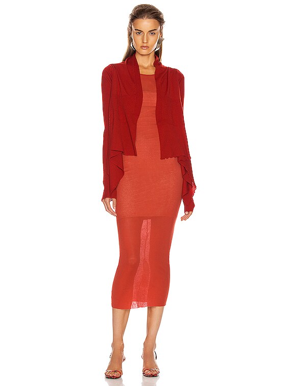 Rick Owens Short Wrap Cardigan in Cardinal Red | FWRD