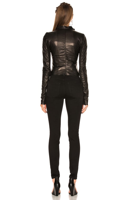 Rick Owens Low Neck Biker Jacket in Black | FWRD