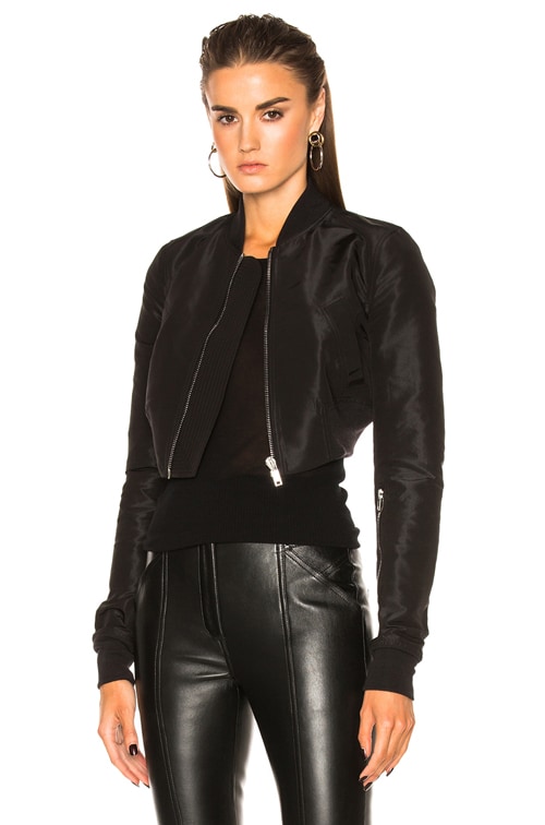 Archive FW18 Rick Owens Glitterボンバージャケット Rick Owens Glitter Flight Bomber Jacket in Black | FWRD