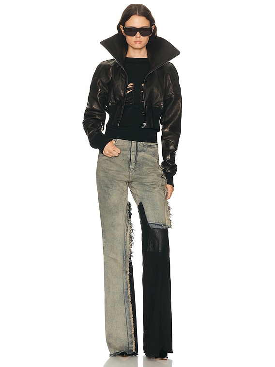 Rick Owens Dracucollar Cropped Jacket in Black | FWRD
