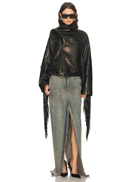 Rick Owens Cropped Scarf Flight Jacket in Black | FWRD