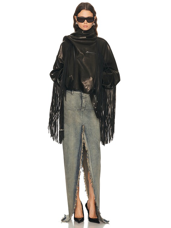 Rick Owens Cropped Scarf Flight Jacket in Black | FWRD
