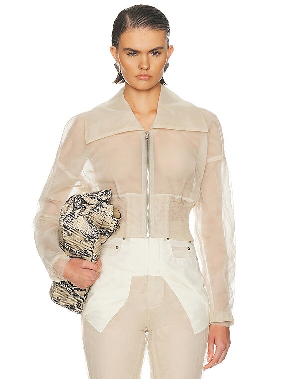 Rick Owens Dracucollar Cropped Bomber Jacket in Sand | FWRD