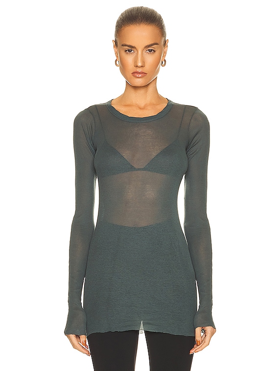 Rick Owens Basic Long Sleeve Tee in Teal | FWRD