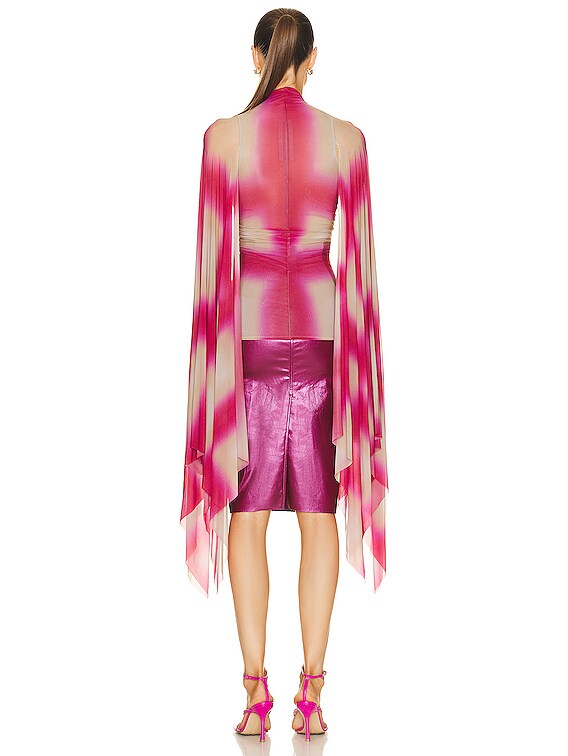 Rick Owens Flag Sleeve Prong Top T-shirt in Fuchsia Plaid | FWRD