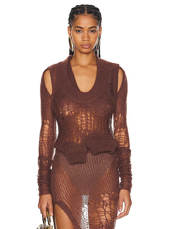 Rick Owens Cropped Spider Banana Top in Henna | FWRD