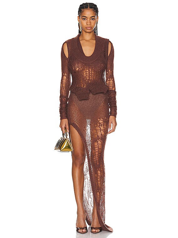 Rick Owens Cropped Spider Banana Top in Henna | FWRD