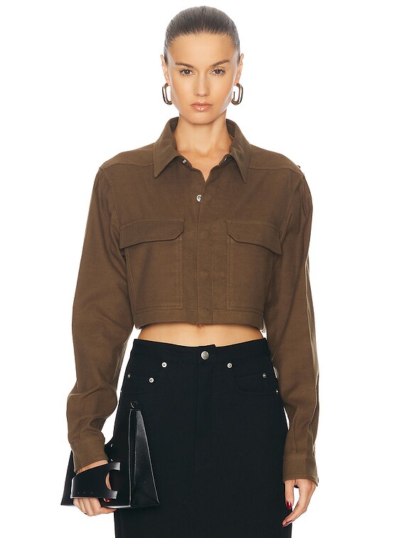 (正規店出品)RICK OWENS WOMEN RP02D3245 FL CROPPED OUTERSHIRT RICK OWENS WOMEN CROPPED OUTERSHIRT BLACK FW24 | 50%OFF SALE