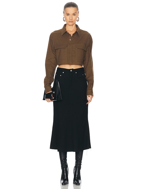 Rick Owens Cropped Shirt in Bean | FWRD