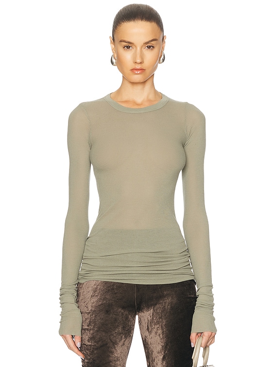 Rick Owens Rib Long Sleeve Tee in Celadon | FWRD