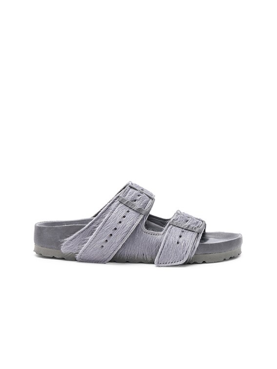 Rick Owens x Birkenstock Cow Hair Arizona Sandals in Grey | FWRD