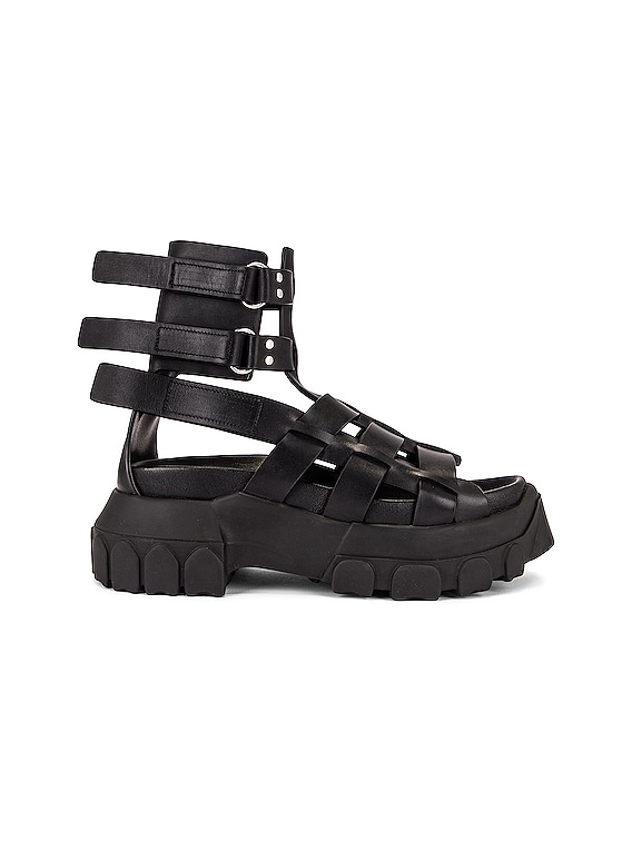 RickOwens / Black Hiking Tractor Sandals-