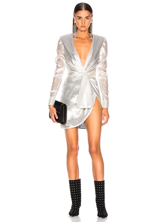 Redemption for FWRD Long Sleeve Dress in Silver | FWRD