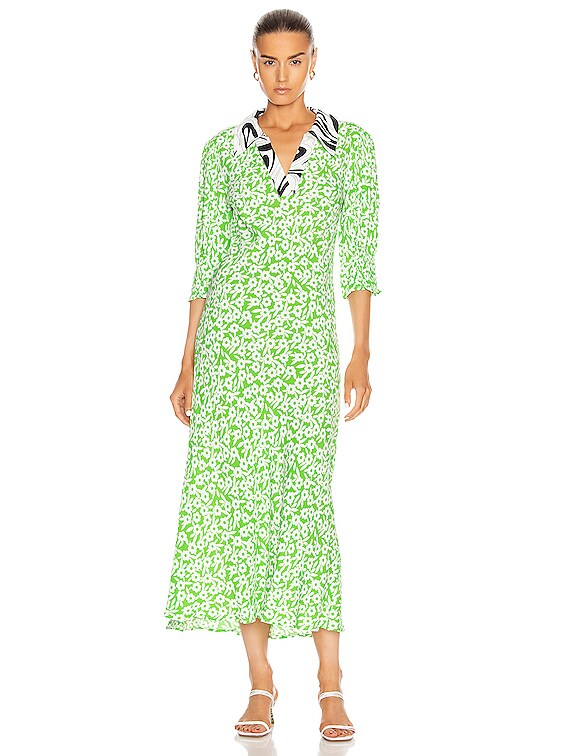 RIXO Mia Dress in Retro Micro Floral Swirl | FWRD