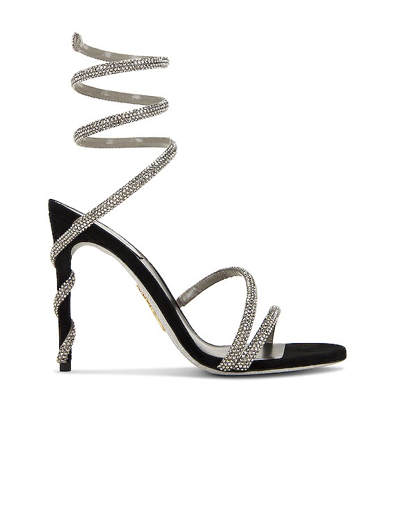 RENE CAOVILLA サンダル - Black Suede Grey Satin & Light Chrome | FWRD