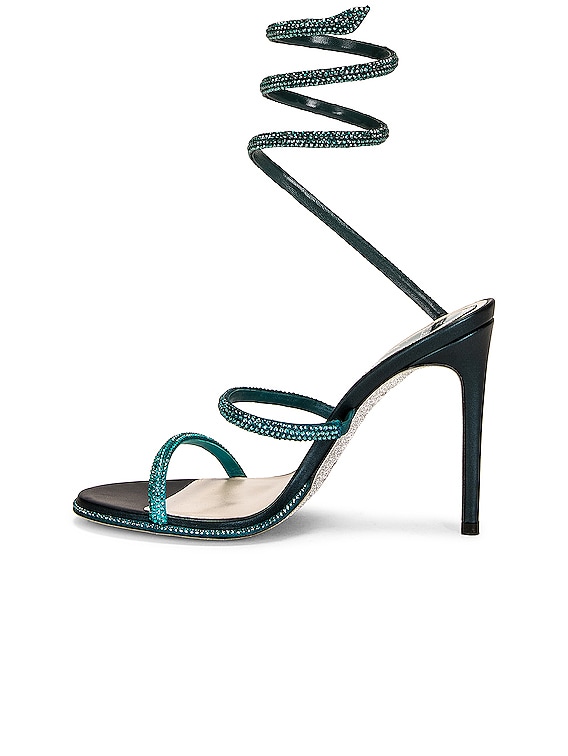 RENE CAOVILLA Cleo 105mm Lace Up Sandal in Emerald Green & Blue