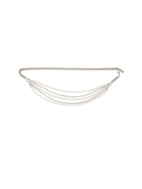 retrofete Chloe Pearl Chain Belt in Silver | FWRD display picture 3