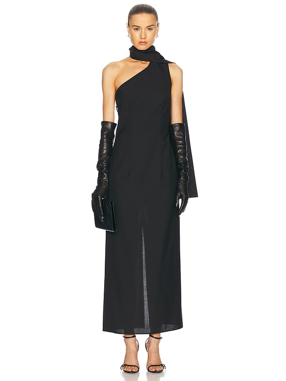 Rohe Open Back Scarf Dress in Black | FWRD Rohe Open Back Scarf Dress in Black | FWRD