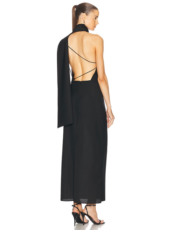 Rohe Open Back Scarf Dress in Black | FWRD