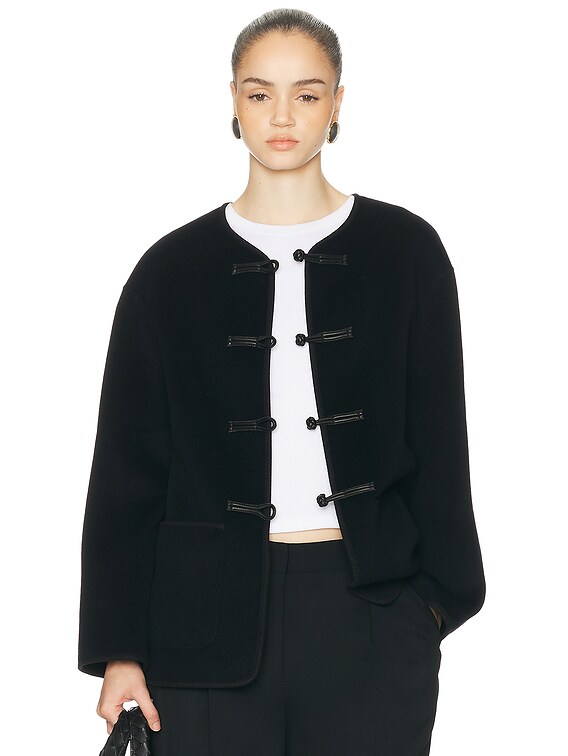 Rohe Mandarin Double Faced Wool Jacket in Navy | FWRD
