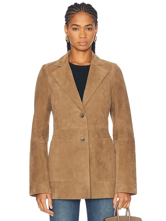 ジャケット ROHE FW25 SUEDE BLAZR (41611138 204) Rohe Suede Patch Pocket Blazer in Light Khaki | FWRD