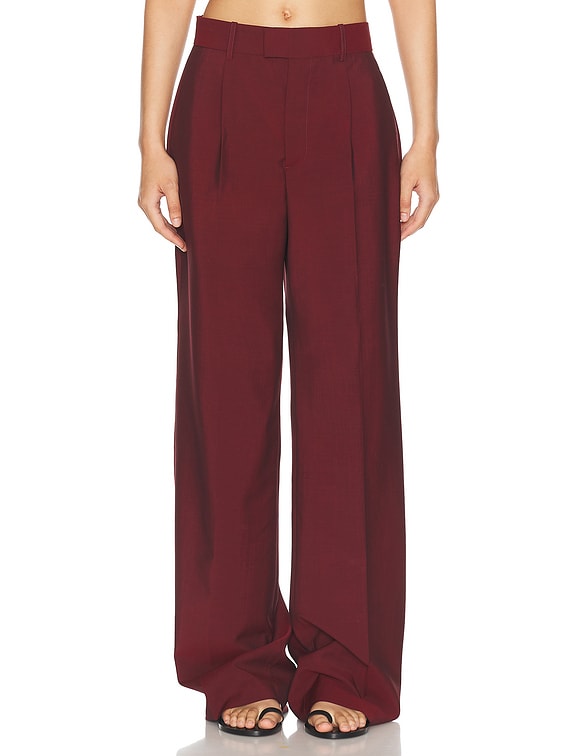 パンツ ROHE FW25 TAILORED TROUSERS (41630122 001) Rohe Wide Leg Single Pleated Tailored Trousers in Port