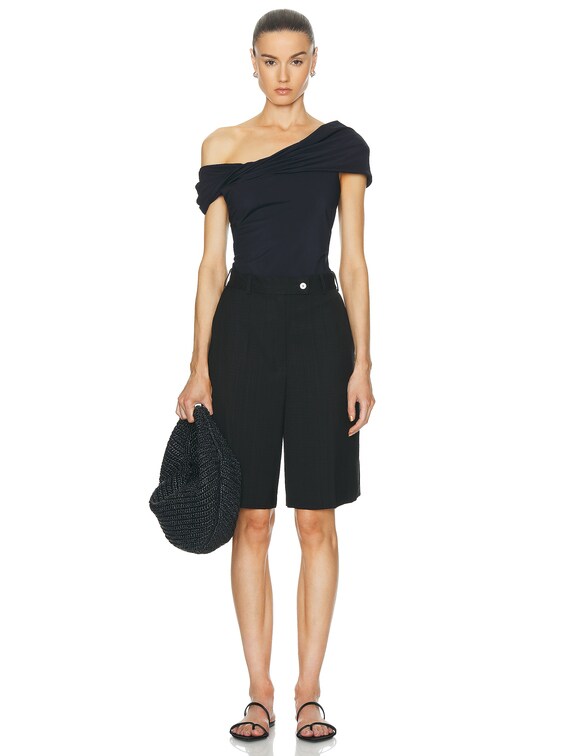 Rohe Asymmetrical Off Shoulder Top in Noir | FWRD