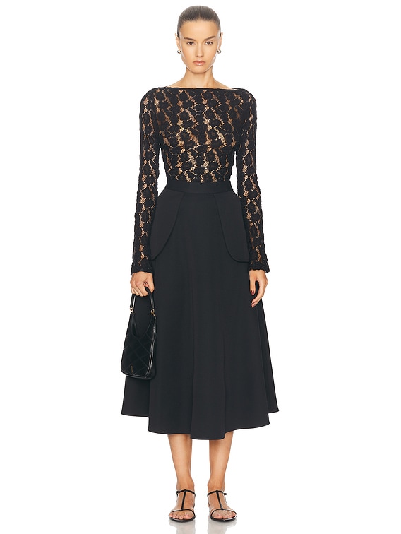 Rohe Lace Boat Neck Top in Black | FWRD