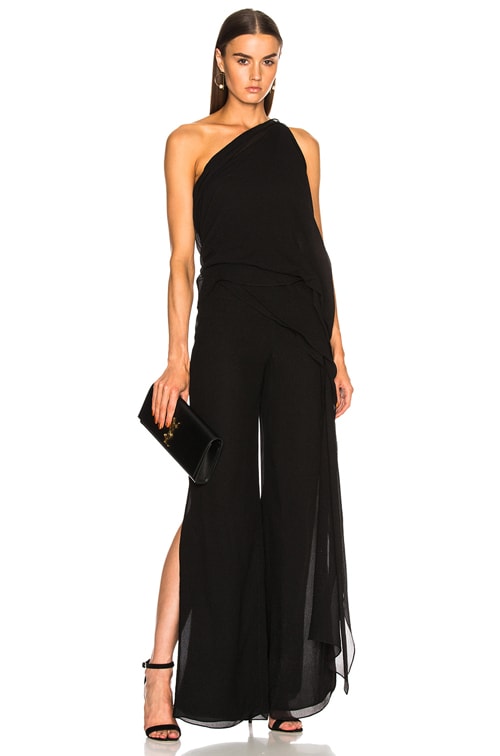 Roland Mouret Nettleton Silk Crepe Jumpsuit in Black FWRD