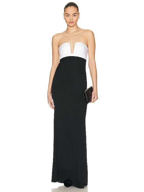 Roland Mouret Strapless Silk Maxi Dress in Black | FWRD